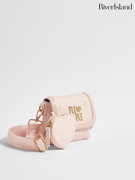 Pink - River Island Monogram Kendal Cross-body Bag
