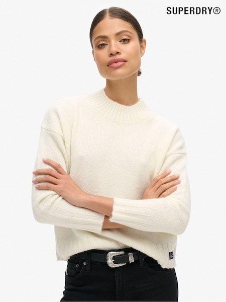 Superdry Bright White Essential Mock Neck Jumper (761945) | £50