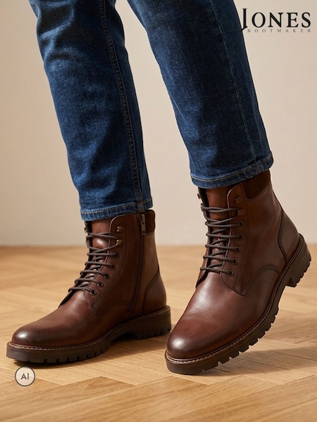 Chestnut Brown - Regular Jones Bootmaker Dalmazio Leather Lace Up Boots