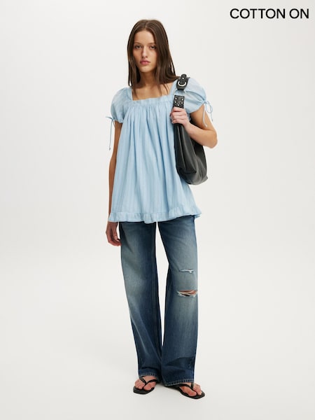 Blue - Cotton On Eliza Babydoll Tunic Top