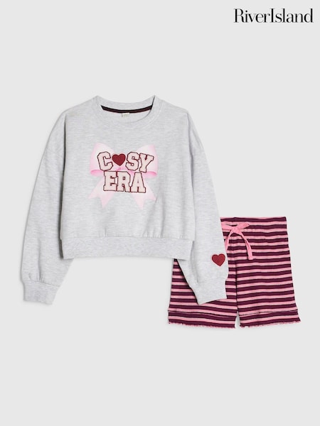 Grey - River Island Cosy Era Sweat Pyjamas Set