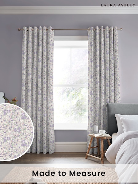 Laura Ashley Lavender Rowena Made to Measure 100% Cotton Curtains (763041) | £100