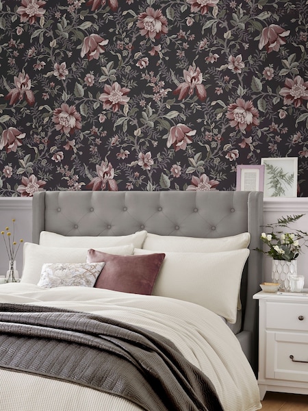 Laura Ashley Charcoal Grey Edita's Garden 10M Wallpaper (764818) | £48