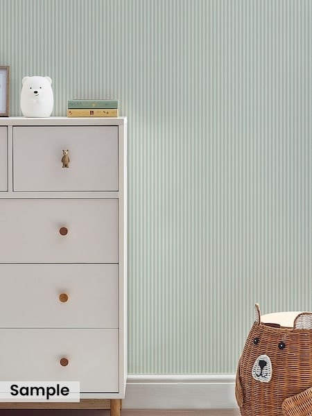Sage Green Calm Stripe A4 Wallpaper Sample (765334) | £1