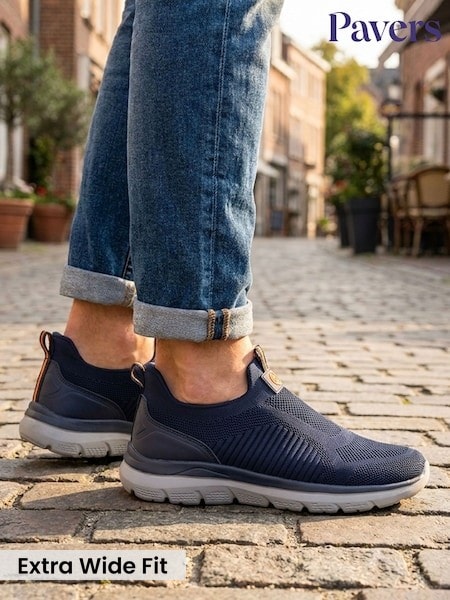 Blue - Regular Pavers Extra Wide Easy Step In Trainers