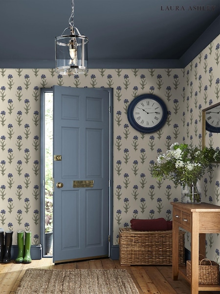 Laura Ashley Dusky Seaspray Blue Dandelion 10M Wallpaper (766630) | £48
