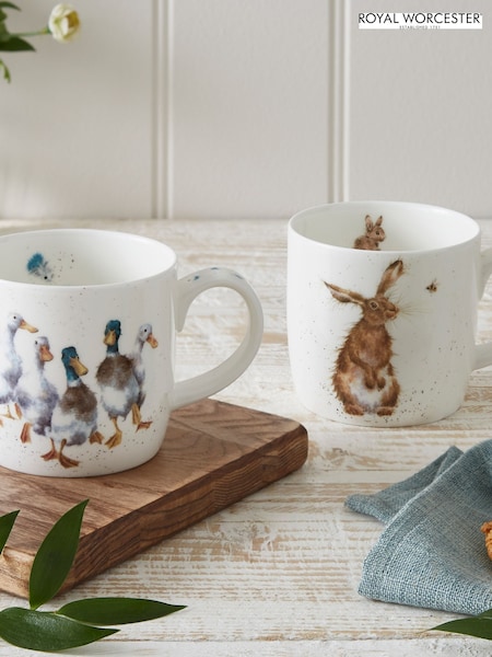 Royal Worcester Set Of 2 Wrendale Designs Countryside Mugs