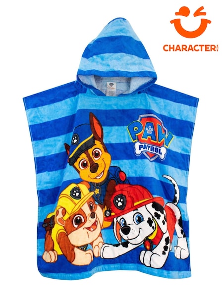 Character Blue Paw Patrol License Kids Printed Swim And Beach 100% Cotton Towel Poncho (767207) | £17