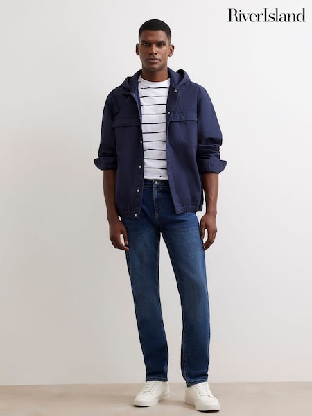 Blue - Regular River Island Slim Fit Washed Jeans