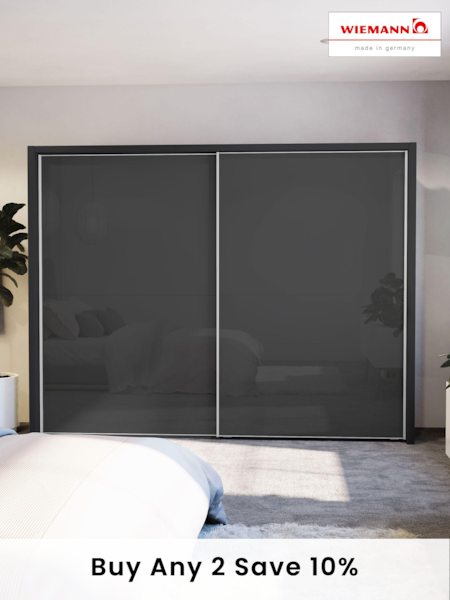 Wiemann Graphite Peyton Glass Sliding 2.6m Sliding Semi Fitted Wardrobe (767618) | £1,410
