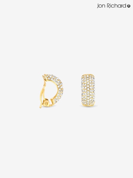 Gold Tone - Jon Richard Crystal Hoop Clip Earrings