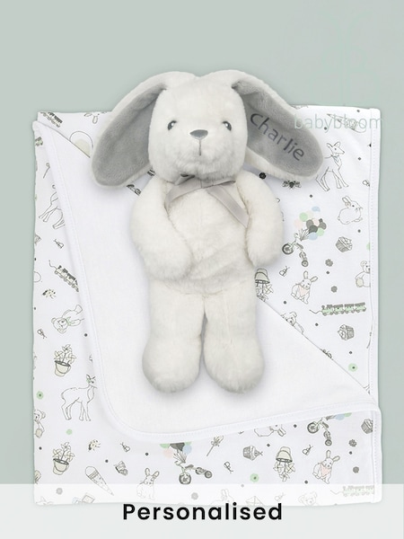 Babyblooms Personalised 100% Cotton Bunny With Snuggle Wrap Gift (768176) | £54