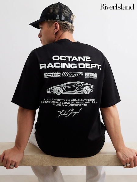 Black - Regular River Island Racing Print T-shirt