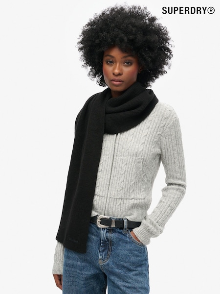 Superdry Black Soft Rib Knit Scarf (769164) | £35