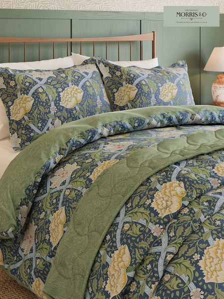 Morris & Co Windrush Floral 180 Thread Count Percale Duvet Cover And Pillowcase Set