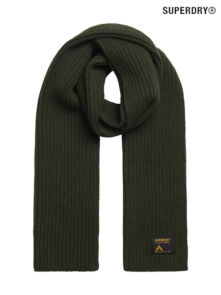 Superdry Olive Green Workwear Knitted Scarf (769230) | £35