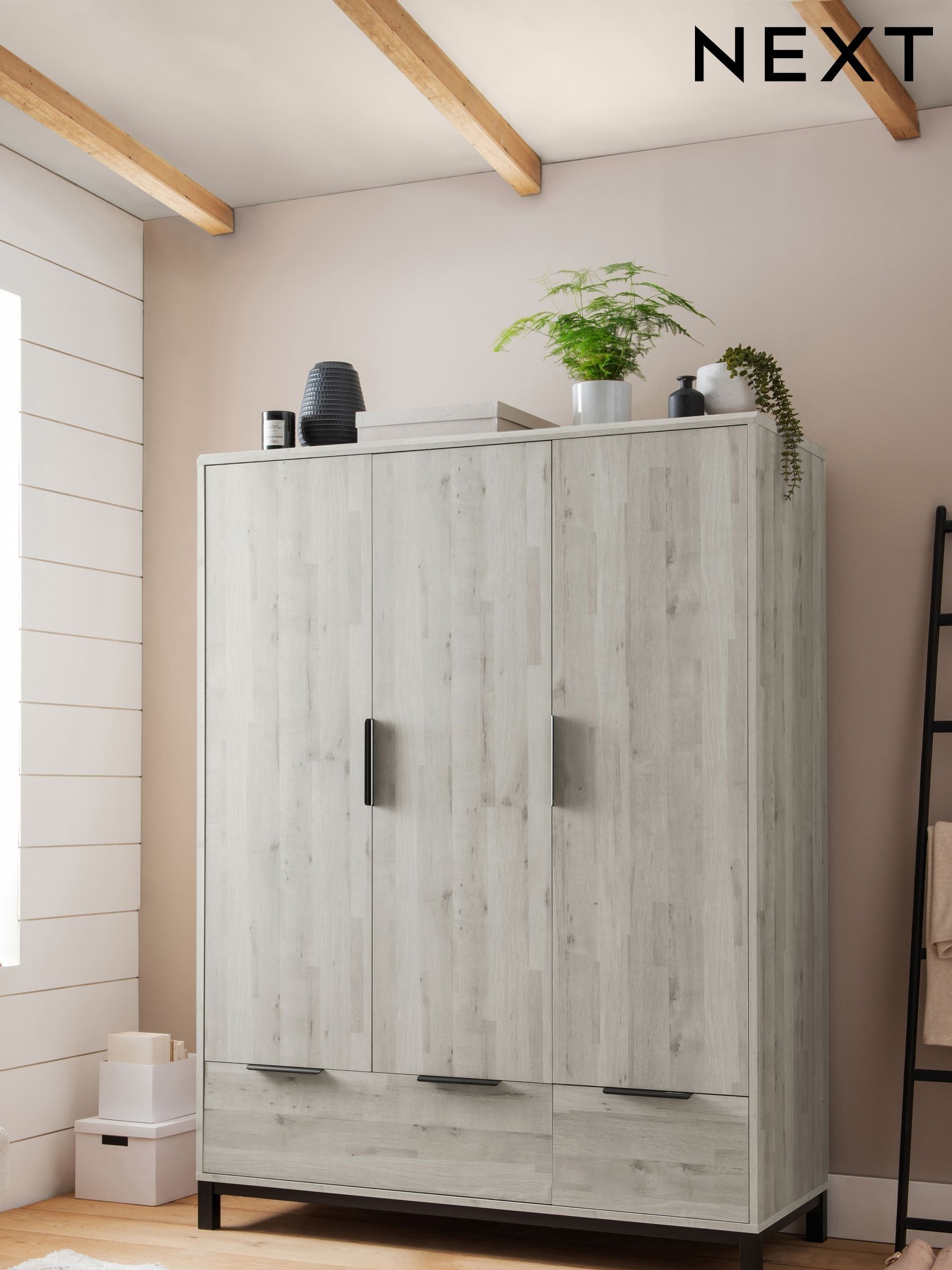 Grey wood effect wardrobe sale