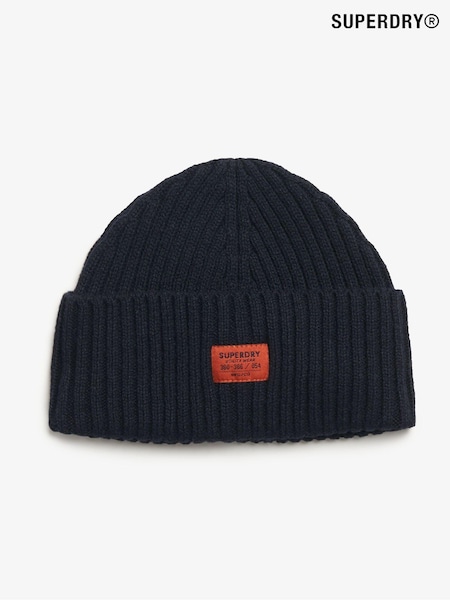 Superdry Eclipse Navy 100% Cotton Workwear Knitted Beanie Hat (770546) | £20