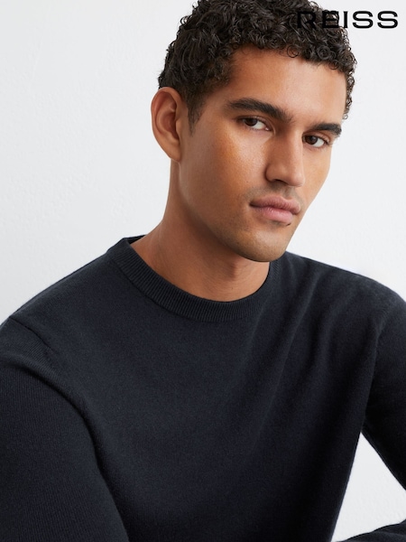Navy - Regular Reiss Monarch 100% Cashmere Crew-neck Jumper