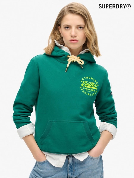 Superdry Storm Green Neon Embroidered Graphic Hoodie (770894) | £55