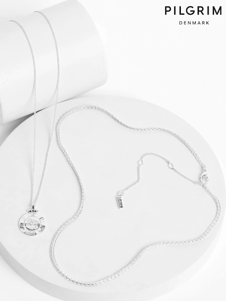 PILGRIM Silver Nomad 2 in 1 Coin and Rope Chain Necklace (771125) | £38