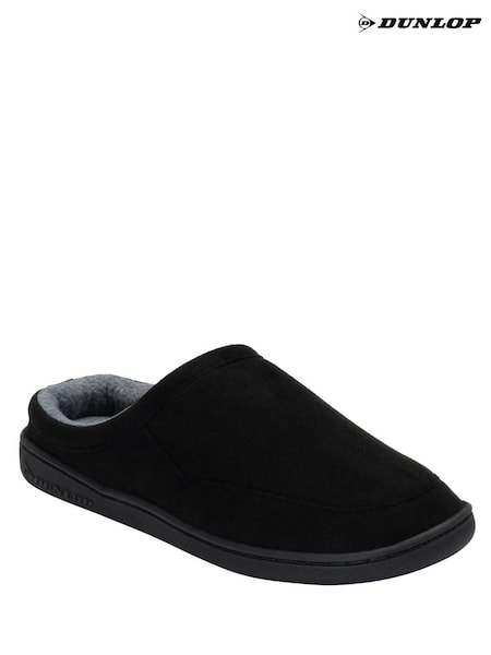 Black - Regular Dunlop Velour Mule Slippers