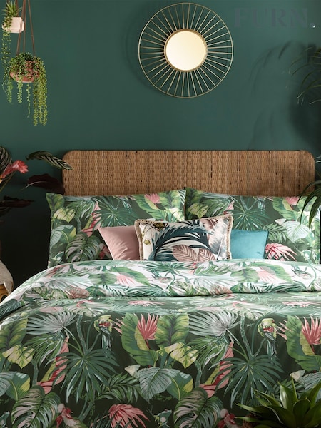 furn. Jade Green Amazonia Rainforest Reversible Duvet Cover and Pillowcase Set (772087) | £16 - £32