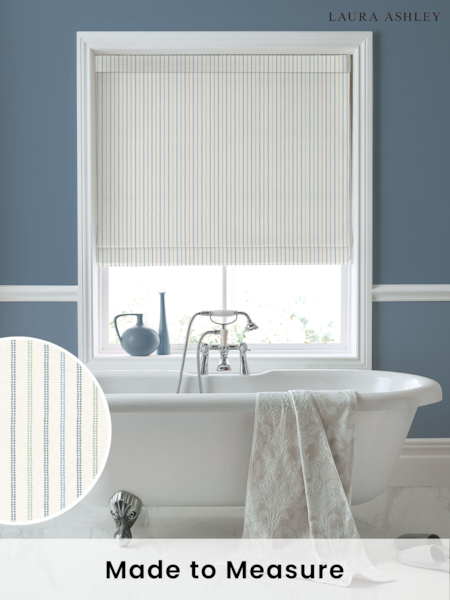 Laura Ashley Newport Blue Candy Stripe Made to Measure 100% Cotton Roman Blinds (773157) | £84