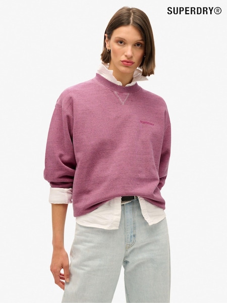 Superdry Shocking Pink Denver Orange 100% Cotton Essential Logo Overdyed Sweatshirt (773291) | £55