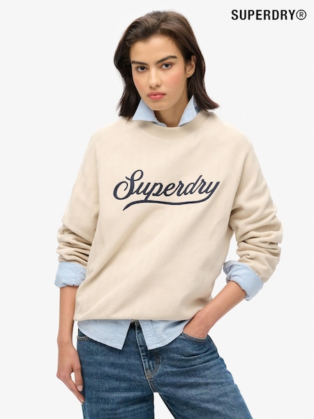 Superdry Off Grey Country Club Herringbone Crew Hoodie (773360) | £55