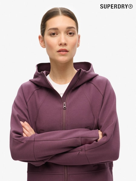 Superdry Smoky Aubergine Purple Sport Tech Relaxed Zip Hoodie (773614) | £65