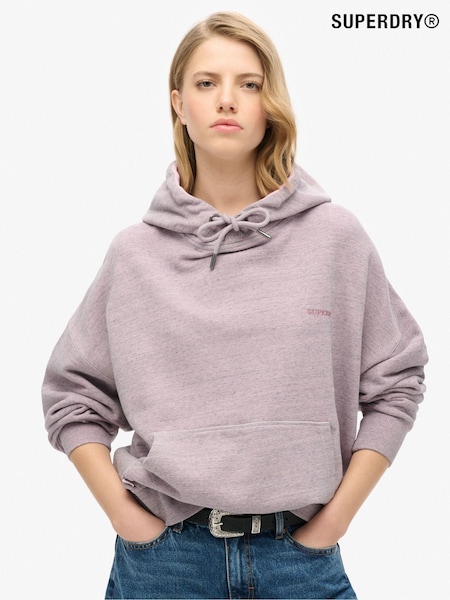 Superdry Powder Pink Essential Logo Overdyed 100% Cotton Hoodie (773855) | £60