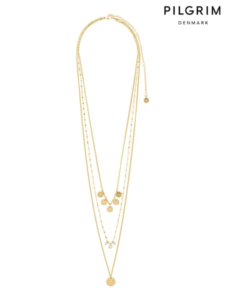 PILGRIM Gold Plated Carol Bohemian Layered Necklace 3-in-1 Set (774223) | £40