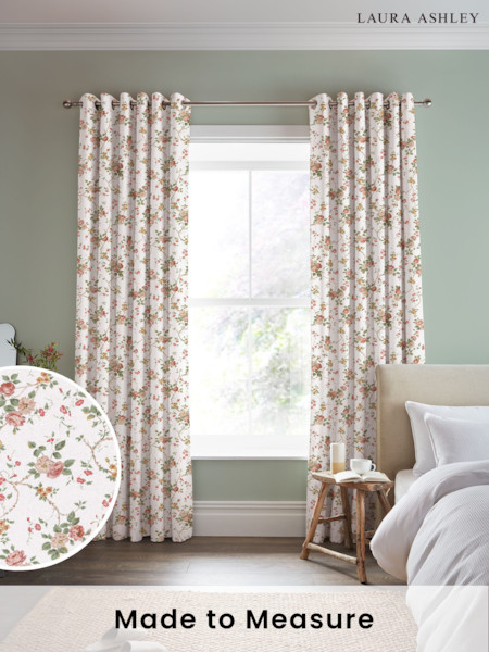 Laura Ashley Antique Pink Mountney Gardens Made to Measure 100% Cotton Curtains (774236) | £91