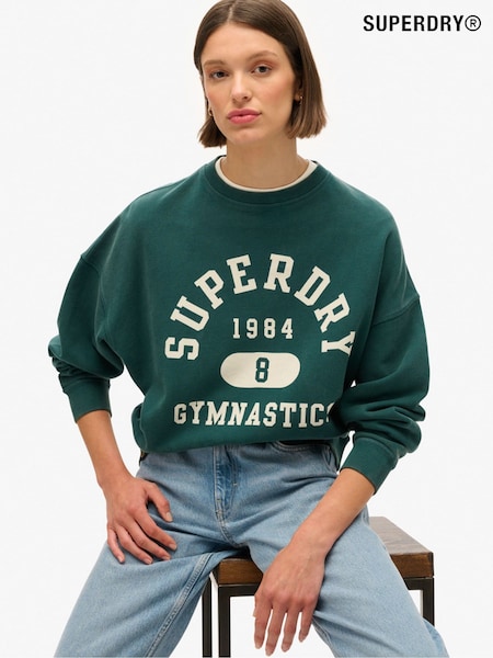 Superdry Dark Pine Green Dark Pine Green Athletic Oversize Printed Crew Sweatshirt (774549) | £50