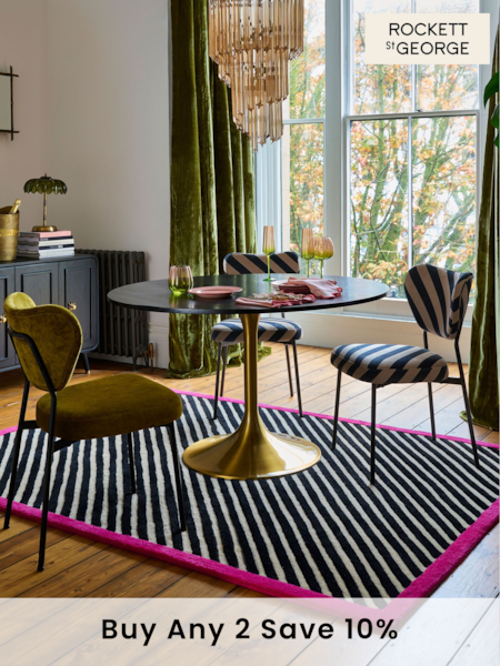 Rockett St George Black Wood Effect Wood Effect and Gold Dining Table (774708) | £775