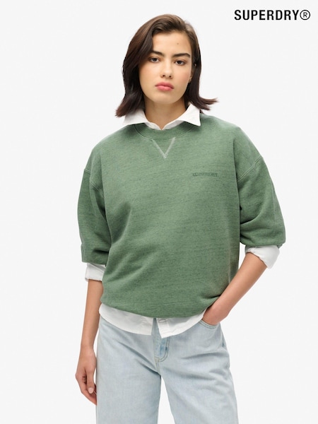 Superdry Buffalo Green Denver Orange 100% Cotton Essential Logo Overdyed Sweatshirt (774785) | £55