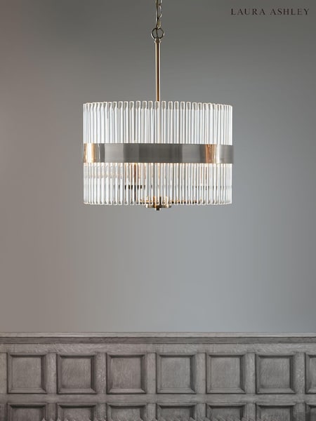 Laura Ashley Chrome Alexa Pendant 3 Light Ceiling Light (775559) | £285