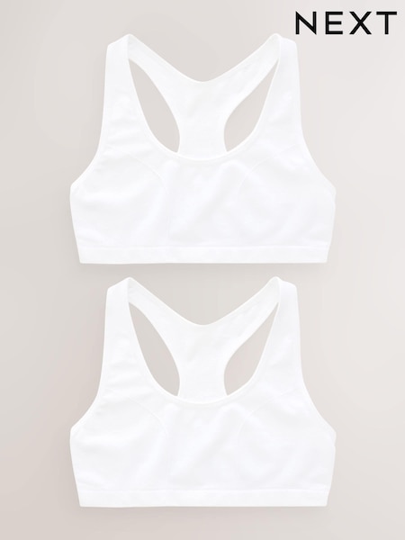 White Seamfree Racer Crop Tops 2 Pack (7-16yrs) (776414) | £12