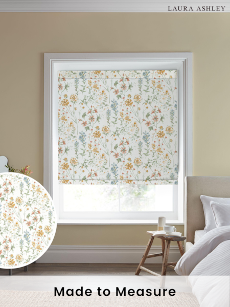 Laura Ashley Pale Gold Wild Meadow Made to Measure 100% Cotton Roman Blinds (776420) | £84