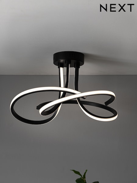 Black Sculptural LED Flush Ceiling Light (777535) | £110