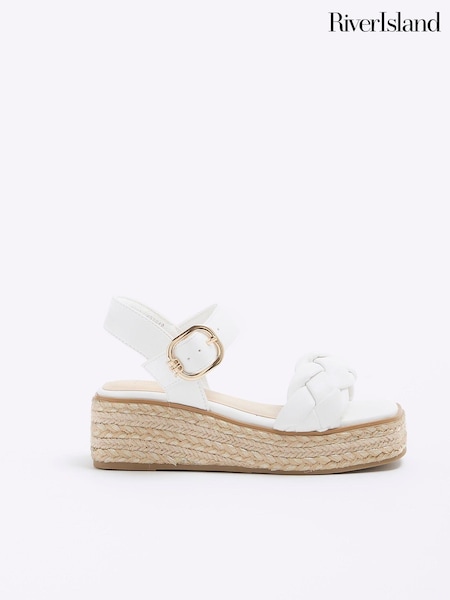 River Island White Girls  Woven Plait Wedges (777562) | £25