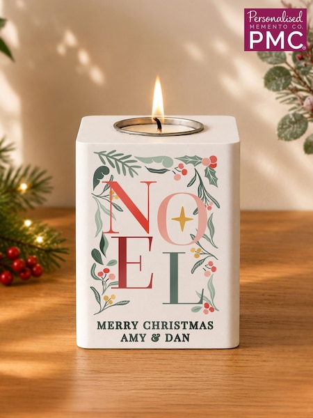 Personalised Noel Wooden Tealight Holder By Pmc