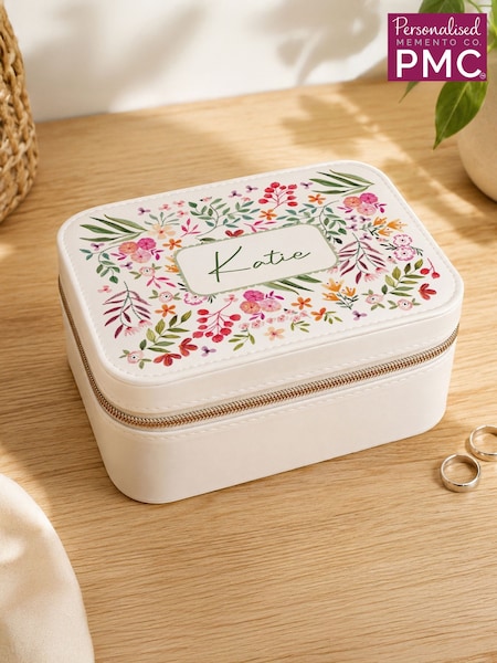 Personalised Floral Framed Leather Jewellery Box By Pmc