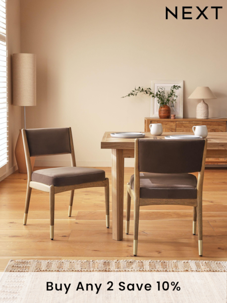 Set of 2 Soft Velvet Chocolate Brown Flinton Dining Chairs (777791) | £330