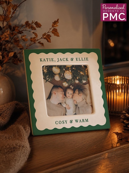 Personalised Scallop Trim Ceramic 4x4 Photo Frame By Pmc