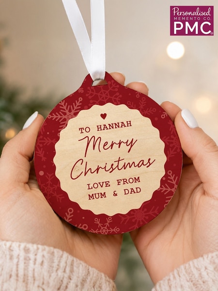Personalised Scallop Trim Wooden Bauble By Pmc