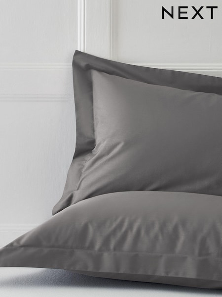 Set of 2 Grey Charcoal Cotton Rich Pillowcases (778303) | £7 - £11