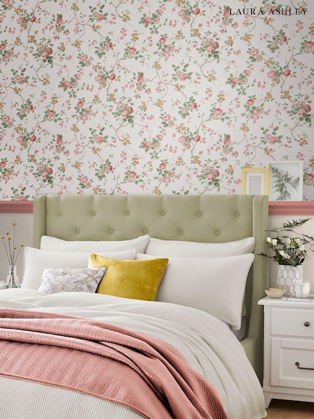 Laura Ashley Antique Pink Mountney Garden 10M Wallpaper (778779) | £48