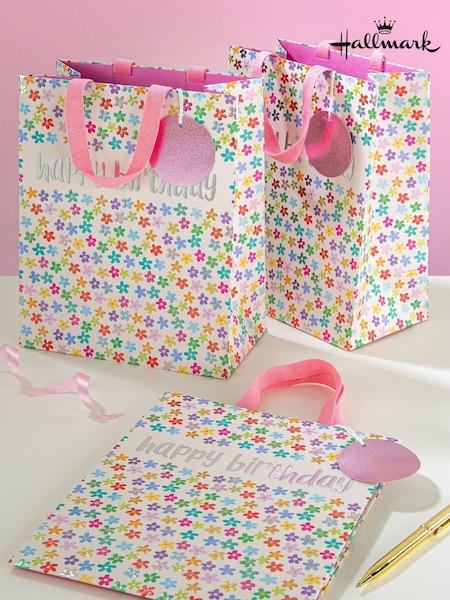 Hallmark 3 Medium Wendy Jones-blackett Floral Gift Bags